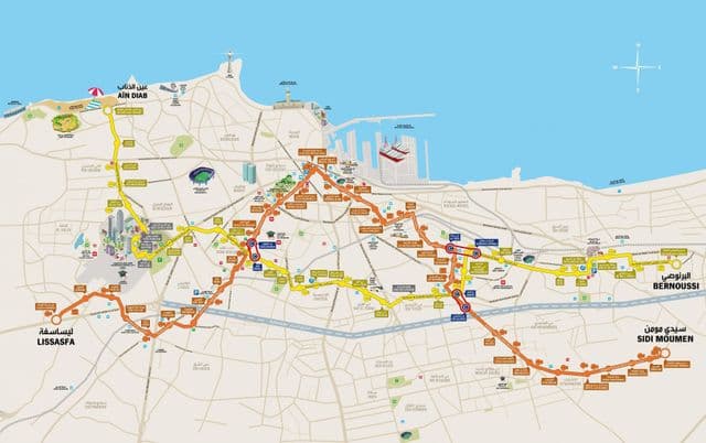 Casablanca tram stations map